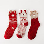 Load image into Gallery viewer, Christmas Cartoon Jacquard Cotton Women's Socks, 3 Sets
