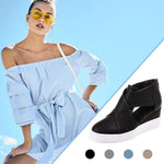 Load image into Gallery viewer, Women's Cut-Out Wedge Sneakers Back Zipper Shoes
