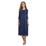 Load image into Gallery viewer, Women's New Mid-sleeve Solid Color Swing Dress
