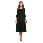Load image into Gallery viewer, Women's New Mid-sleeve Solid Color Swing Dress
