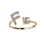 Load image into Gallery viewer, A-Z Letter Gold Color Metal Adjustable Opening Ring
