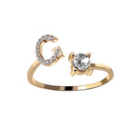 Load image into Gallery viewer, A-Z Letter Gold Color Metal Adjustable Opening Ring
