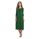 Load image into Gallery viewer, Women's New Mid-sleeve Solid Color Swing Dress
