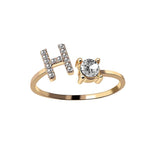 Load image into Gallery viewer, A-Z Letter Gold Color Metal Adjustable Opening Ring
