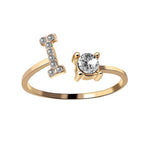 Load image into Gallery viewer, A-Z Letter Gold Color Metal Adjustable Opening Ring
