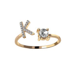 Load image into Gallery viewer, A-Z Letter Gold Color Metal Adjustable Opening Ring
