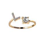 Load image into Gallery viewer, A-Z Letter Gold Color Metal Adjustable Opening Ring
