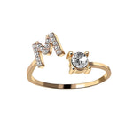 Load image into Gallery viewer, A-Z Letter Gold Color Metal Adjustable Opening Ring
