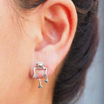 Load image into Gallery viewer, Frog Lover Jewelry,Vintage silver frog earrings
