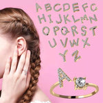 Load image into Gallery viewer, A-Z Letter Gold Color Metal Adjustable Opening Ring
