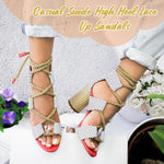 Load image into Gallery viewer, Multi-color Lace-up Heeled Sandals
