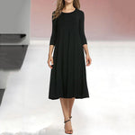 Load image into Gallery viewer, Women's New Mid-sleeve Solid Color Swing Dress
