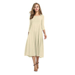 Load image into Gallery viewer, Women's New Mid-sleeve Solid Color Swing Dress
