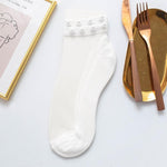 Load image into Gallery viewer, Women Pearl Fishnet Ankle High Socks, 2PCS
