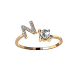 Load image into Gallery viewer, A-Z Letter Gold Color Metal Adjustable Opening Ring
