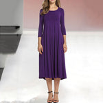 Load image into Gallery viewer, Women's New Mid-sleeve Solid Color Swing Dress
