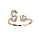 Load image into Gallery viewer, A-Z Letter Gold Color Metal Adjustable Opening Ring
