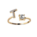 Load image into Gallery viewer, A-Z Letter Gold Color Metal Adjustable Opening Ring

