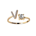 Load image into Gallery viewer, A-Z Letter Gold Color Metal Adjustable Opening Ring
