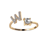 Load image into Gallery viewer, A-Z Letter Gold Color Metal Adjustable Opening Ring
