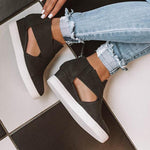 Load image into Gallery viewer, Women's Cut-Out Wedge Sneakers Back Zipper Shoes
