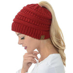 Load image into Gallery viewer, Soft Knit Ponytail Beanie
