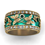 Load image into Gallery viewer, Green Butterfly Inlaid Zircon Ring
