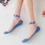 Load image into Gallery viewer, Women Pearl Fishnet Ankle High Socks, 2PCS
