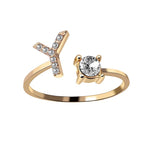 Load image into Gallery viewer, A-Z Letter Gold Color Metal Adjustable Opening Ring
