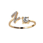 Load image into Gallery viewer, A-Z Letter Gold Color Metal Adjustable Opening Ring
