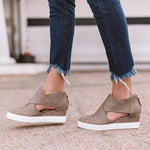 Load image into Gallery viewer, Women's Cut-Out Wedge Sneakers Back Zipper Shoes
