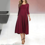 Load image into Gallery viewer, Women's New Mid-sleeve Solid Color Swing Dress

