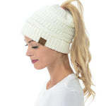 Load image into Gallery viewer, Soft Knit Ponytail Beanie
