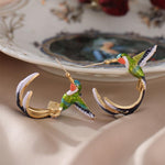 Load image into Gallery viewer, Hummingbird Shaped Drop Earrings

