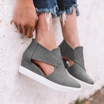Load image into Gallery viewer, Women's Cut-Out Wedge Sneakers Back Zipper Shoes

