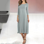Load image into Gallery viewer, Women's New Mid-sleeve Solid Color Swing Dress
