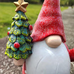 Load image into Gallery viewer, Resin Gnome Statue Holding Cardinal And Christmas Tree
