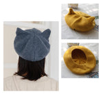 Load image into Gallery viewer, Cute Cat Ears Wool Beret
