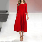 Load image into Gallery viewer, Women's New Mid-sleeve Solid Color Swing Dress
