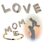 Load image into Gallery viewer, A-Z Letter Gold Color Metal Adjustable Opening Ring
