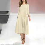 Load image into Gallery viewer, Women's New Mid-sleeve Solid Color Swing Dress
