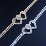 Load image into Gallery viewer, Fashion Rhinestone Double Heart Anklet
