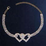 Load image into Gallery viewer, Fashion Rhinestone Double Heart Anklet
