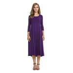 Load image into Gallery viewer, Women's New Mid-sleeve Solid Color Swing Dress

