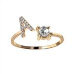 Load image into Gallery viewer, A-Z Letter Gold Color Metal Adjustable Opening Ring
