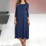 Load image into Gallery viewer, Women's New Mid-sleeve Solid Color Swing Dress
