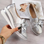 Load image into Gallery viewer, Women Casual Leather Flats BOWKNOT SNEAKERS
