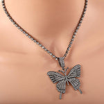 Load image into Gallery viewer, Crystal Pave Butterfly Pendant Necklace
