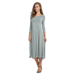 Load image into Gallery viewer, Women's New Mid-sleeve Solid Color Swing Dress
