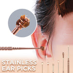 Load image into Gallery viewer, 6pcs set Stainless Steel Ear Pick Ear Wax Remover Cleaner Tool Rose Gold
